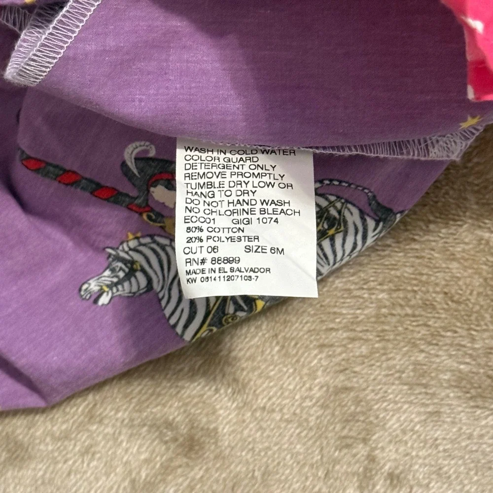 Eleanor Rose Girls Carousel Animal Polka Dot Ruffle Dress Purple Pink 6M
